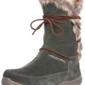 Mountrek Ellie Mid Green Suede Fur Lined Boots 8.5